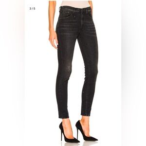 R13 High Rise Skinny Jeans in Black Marble - Size 24